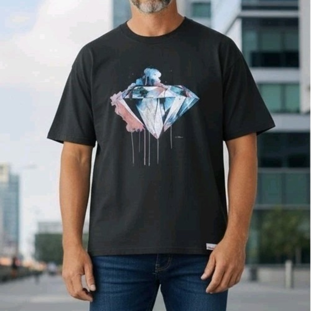 Diamond Supply Co. Watercolor Diamond Graphic T-Shirt Black Size XL